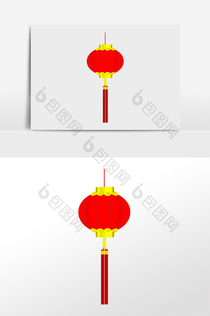 手绘红灯笼挂饰素材