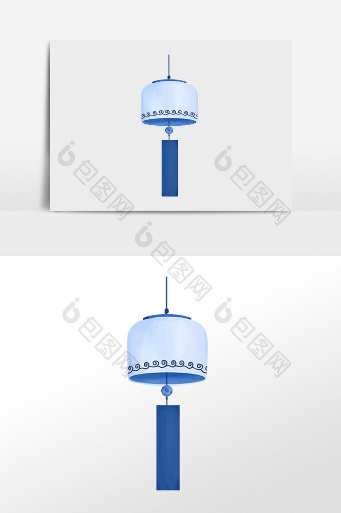 手绘蓝色挂饰素材