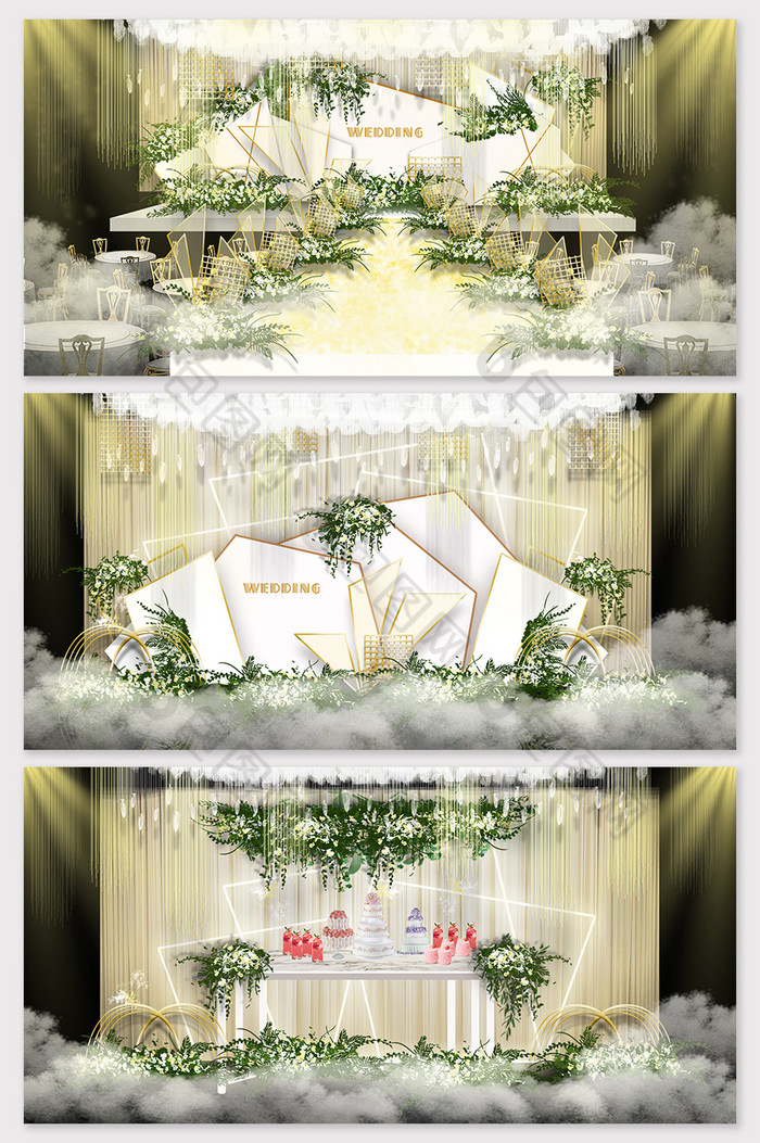 暖黄色小清新主题婚礼效果图图片图片