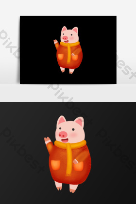 穿红衣服的猪插画