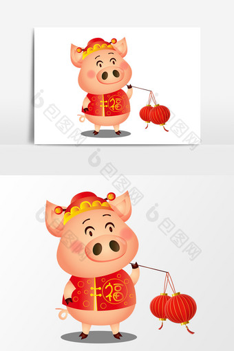 卡通猪年春节元素图片