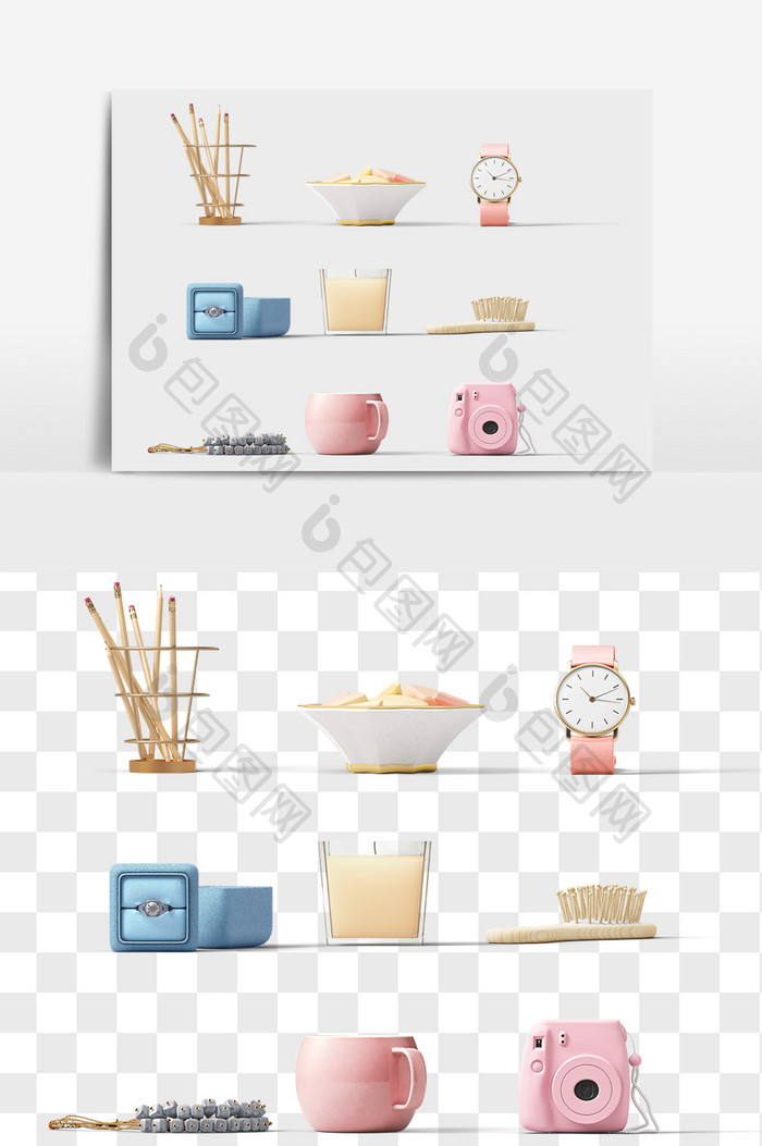 女专用日用百货组合PNG免抠图