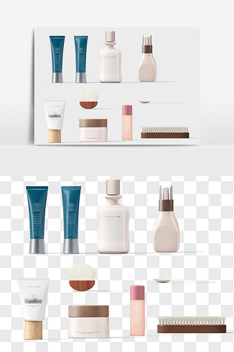 护肤精华化妆品瓶装组合PNG免抠元素图片