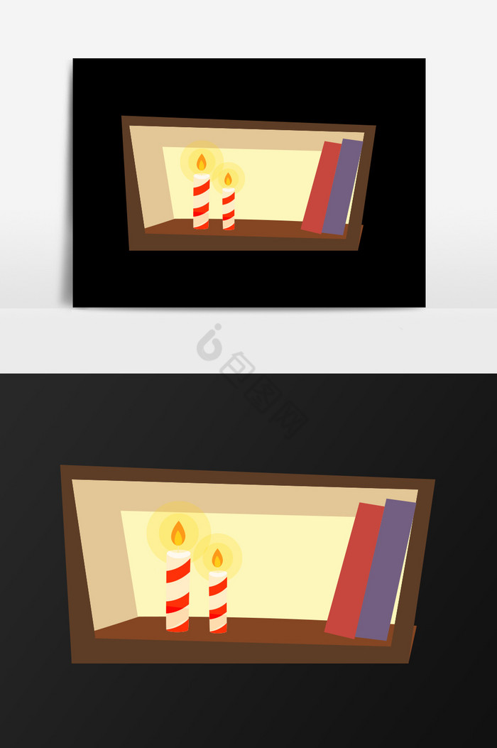 小储物柜里燃烧的蜡烛插画图片