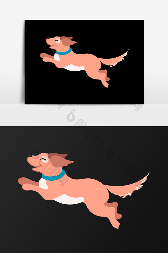 手绘跳跃的小狗插画元素