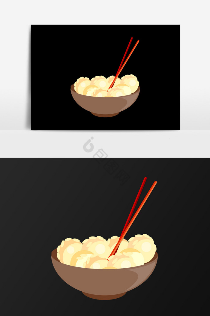 一碗饺子插画图片