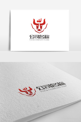 简洁大气牛头logo标志