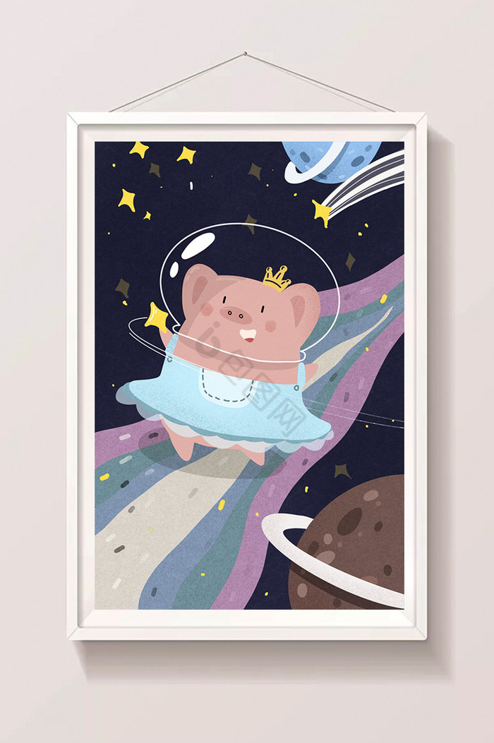 太空宇宙猪猪遨游宇宙图片