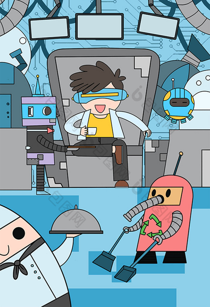 精美好看的ai智能时代未来生活图片素材免费下载,本次作品主题是插画