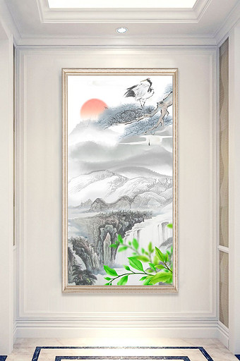 新中式福满堂松树国画山水玄关装饰画图片