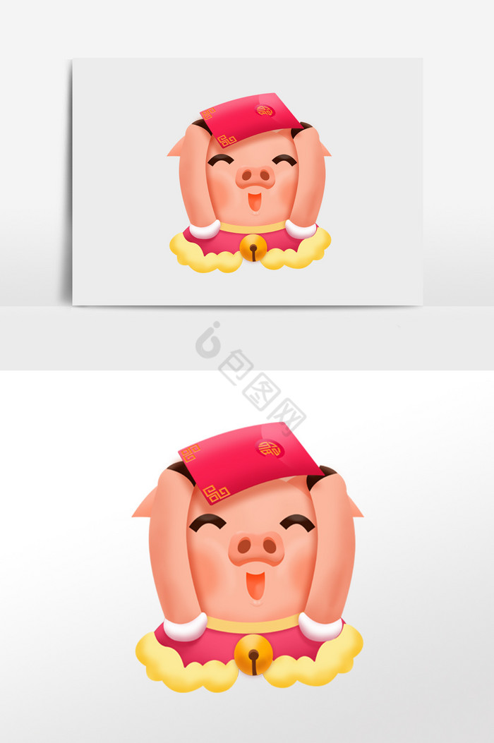 春节举着红包的小猪图片