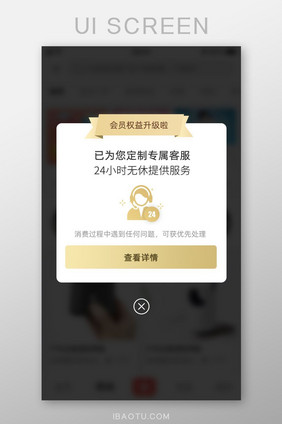 手机APP会员升级专属客服提醒弹窗