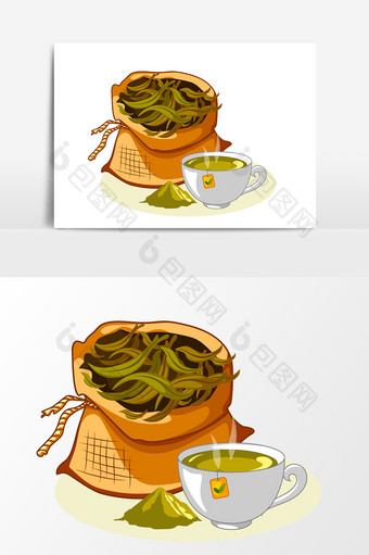卡通茶叶设计元素图片