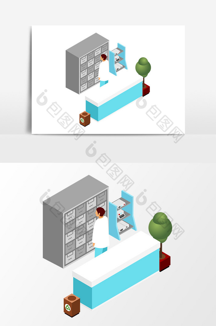 卡通医院护士站设计元素