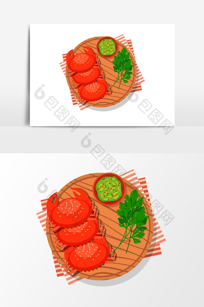 卡通海鲜螃蟹设计元素