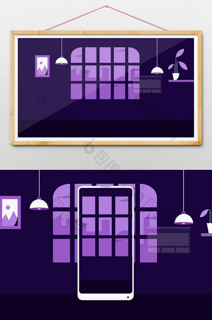 紫色室内背景素材