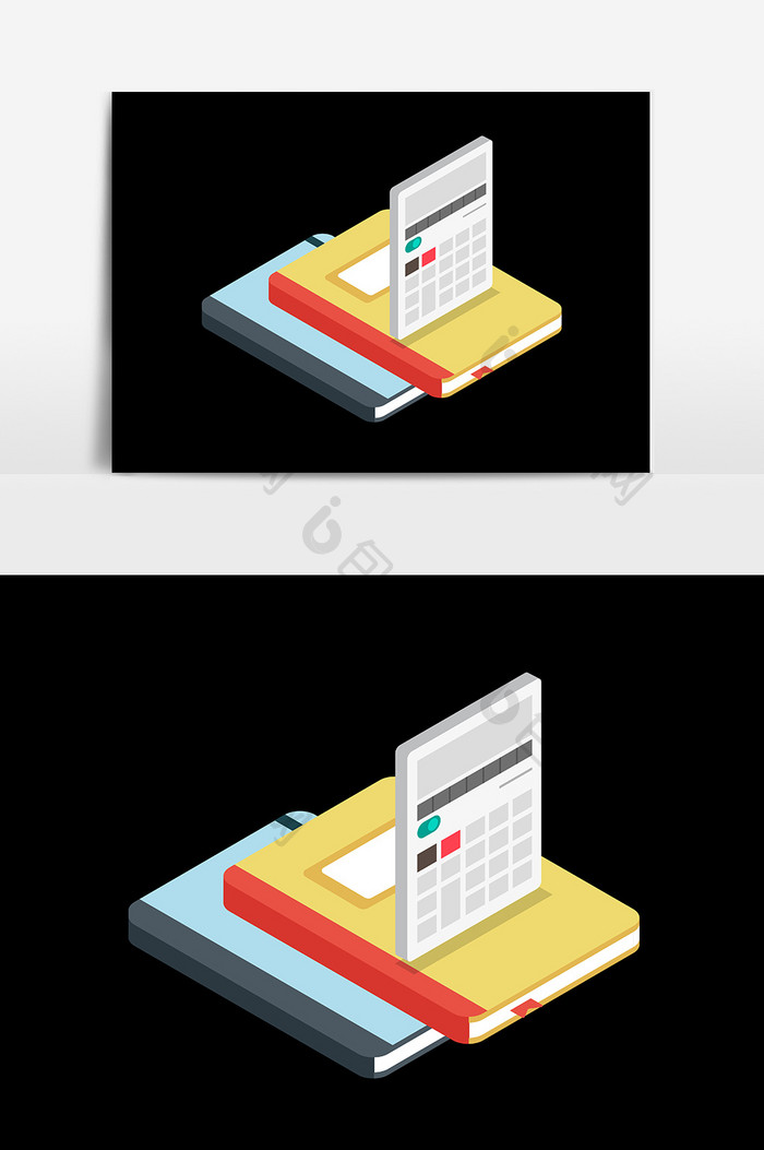 卡通书本计算器元素设计