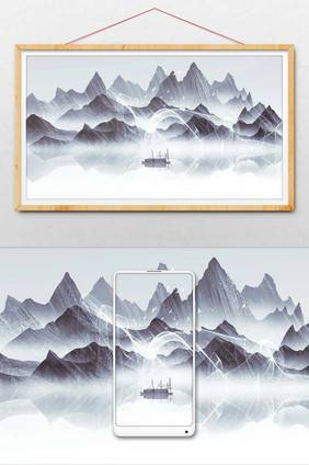 中国风山水画 水墨山水画