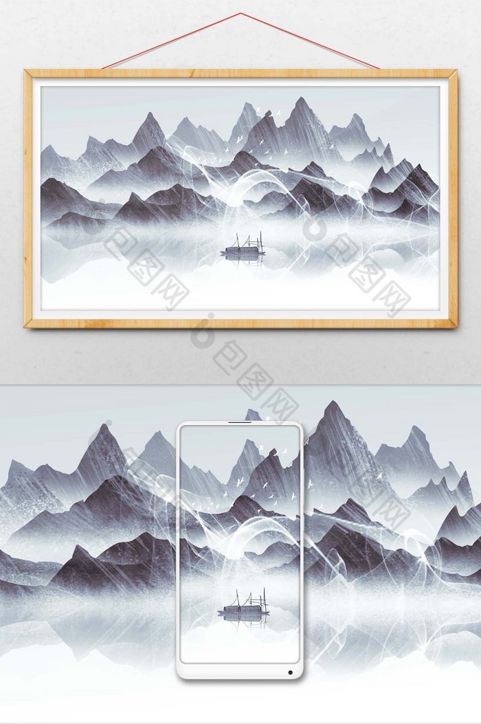 中国风山水画 水墨山水画