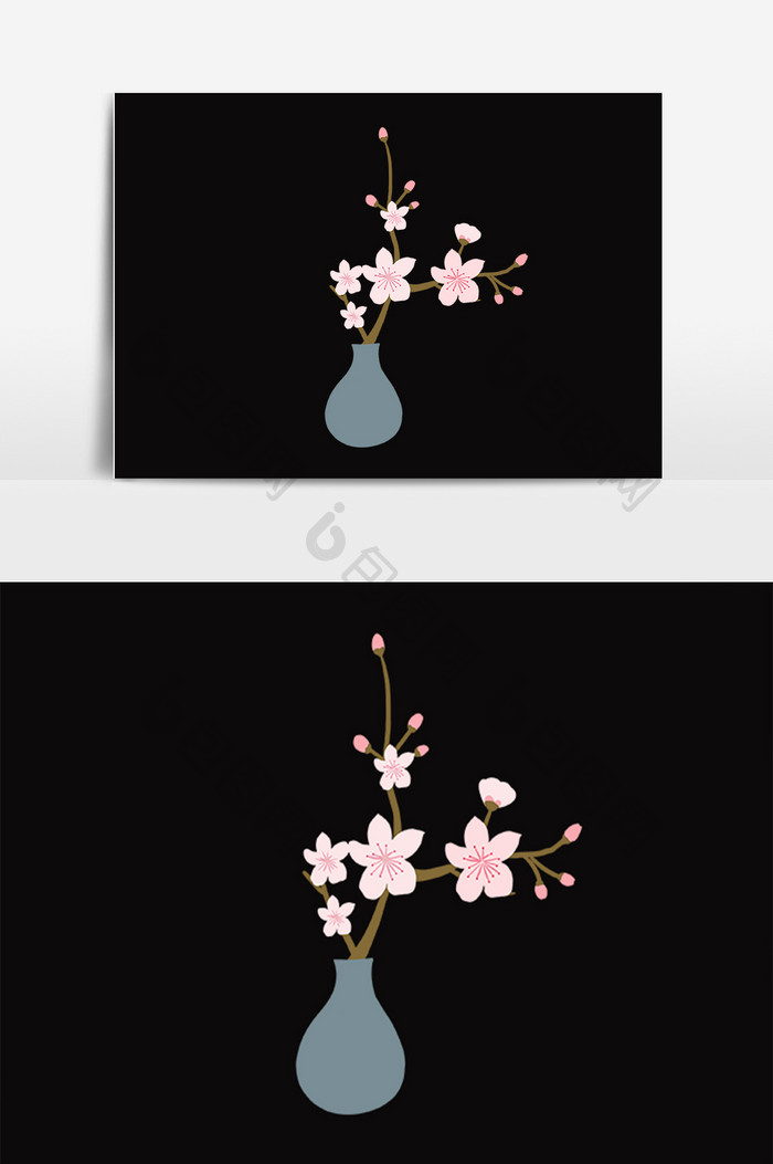 手绘插在花瓶里桃花枝 Psd素材 包图网 手绘插在花瓶里桃花枝 Psd素材 包图网