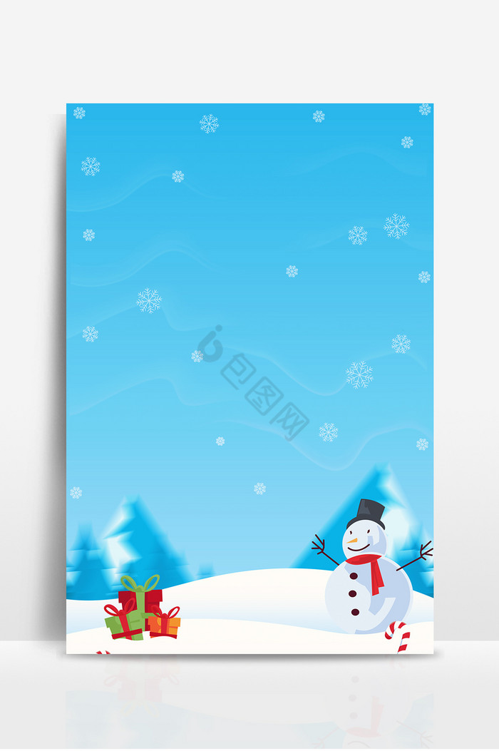 雪花雪人礼物圣诞冬季雪景图片