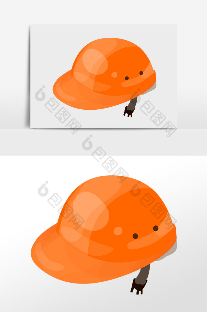 手绘建筑工地橘色安全帽素材