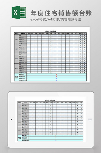 年度住宅销售额台账Excel模板图片