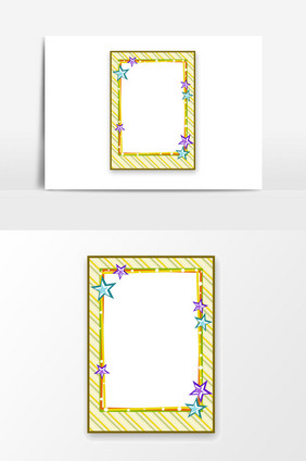 手绘矩形星星边框设计元素