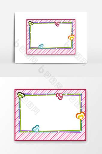 卡通矩形条纹边框设计元素图片