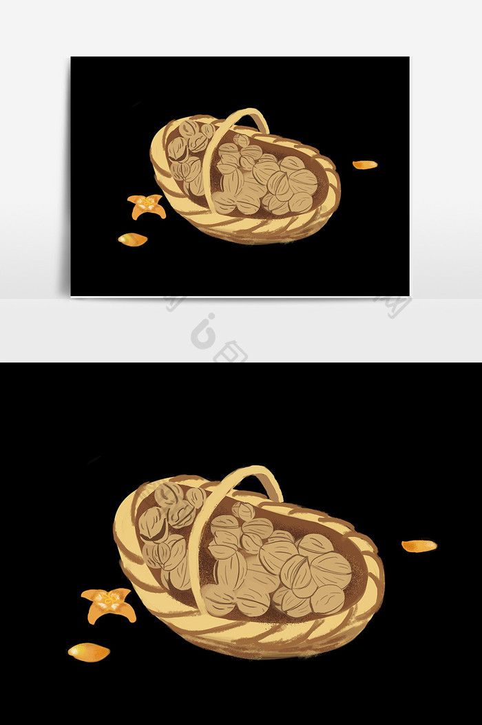 手绘小框食物元素设计