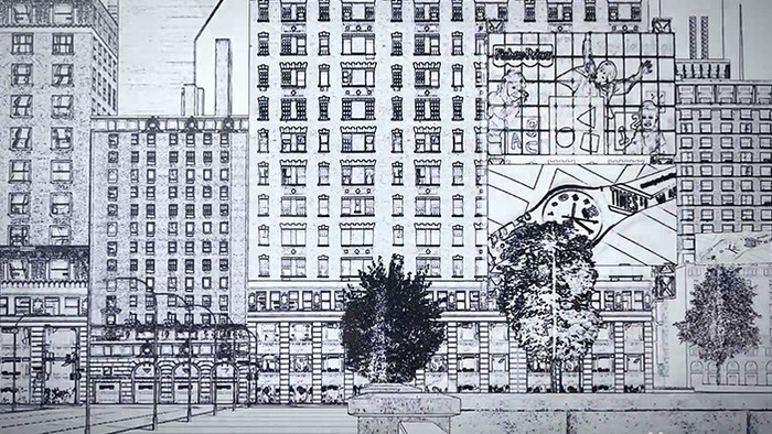 手绘展示效果城市建筑企业宣传视频素材
