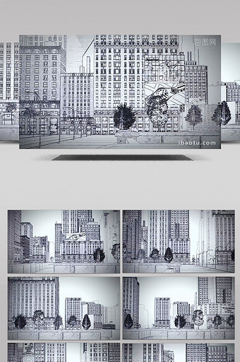 手绘展示效果城市建筑企业宣传视频素材图片