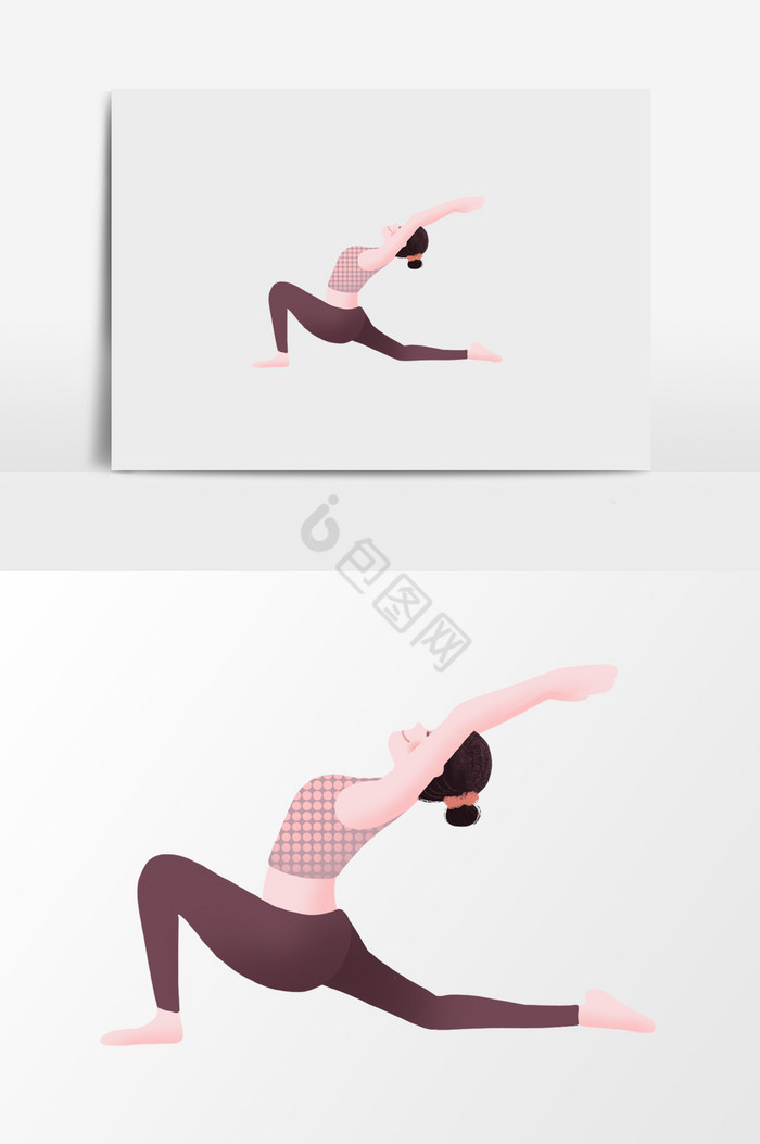 做瑜伽的女人插画图片