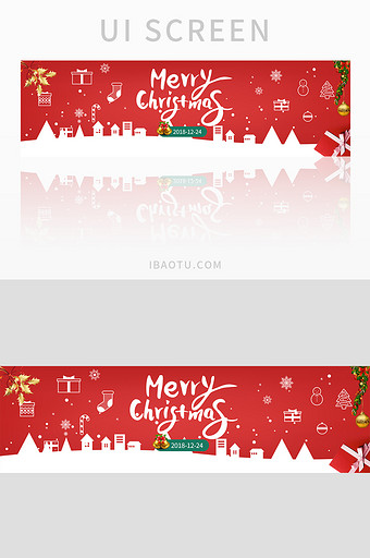 红色圣诞banner界面设计图片