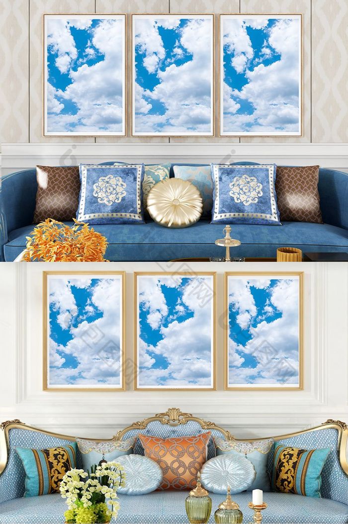 唯美大气海湾风景客厅酒店装饰画图片图片