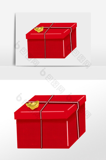 手绘春节红色礼物盒素材图片
