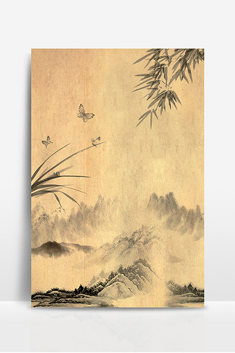 中国风复古水墨画背景图片下载