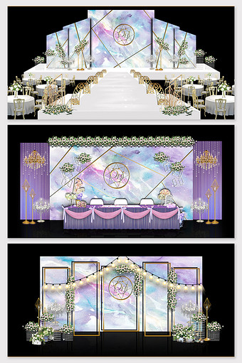 简欧粉紫色婚礼主题效果图图片