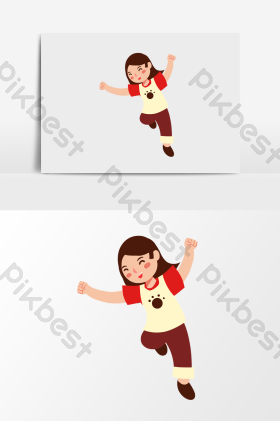 跳起来的女孩子插画跳起来的女孩插画男生高兴跳跃跳起来插画人物跳