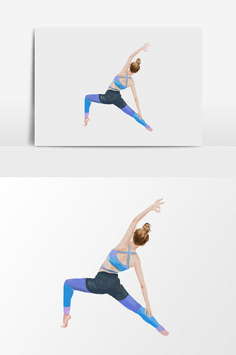 手绘练体操的女人插画元素图片
