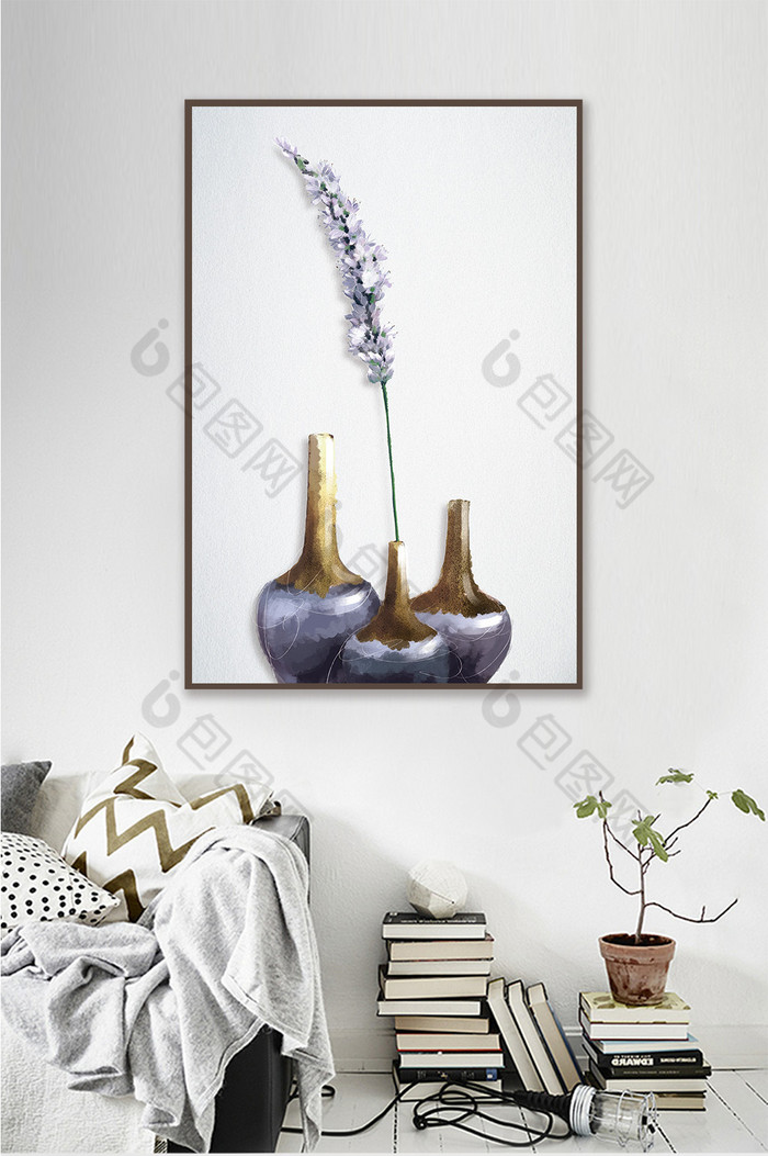 手绘油画花瓶花卉装饰画图片图片