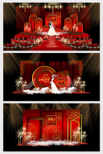红色奢华欧式婚礼效果图图片