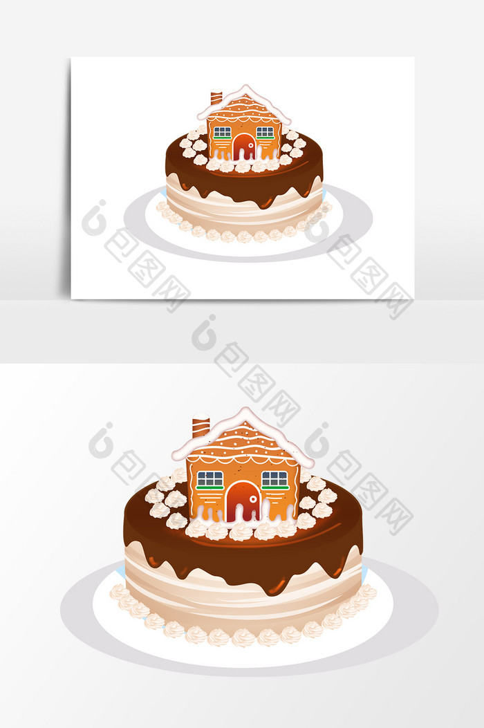 卡通圣诞节蛋糕设计元素