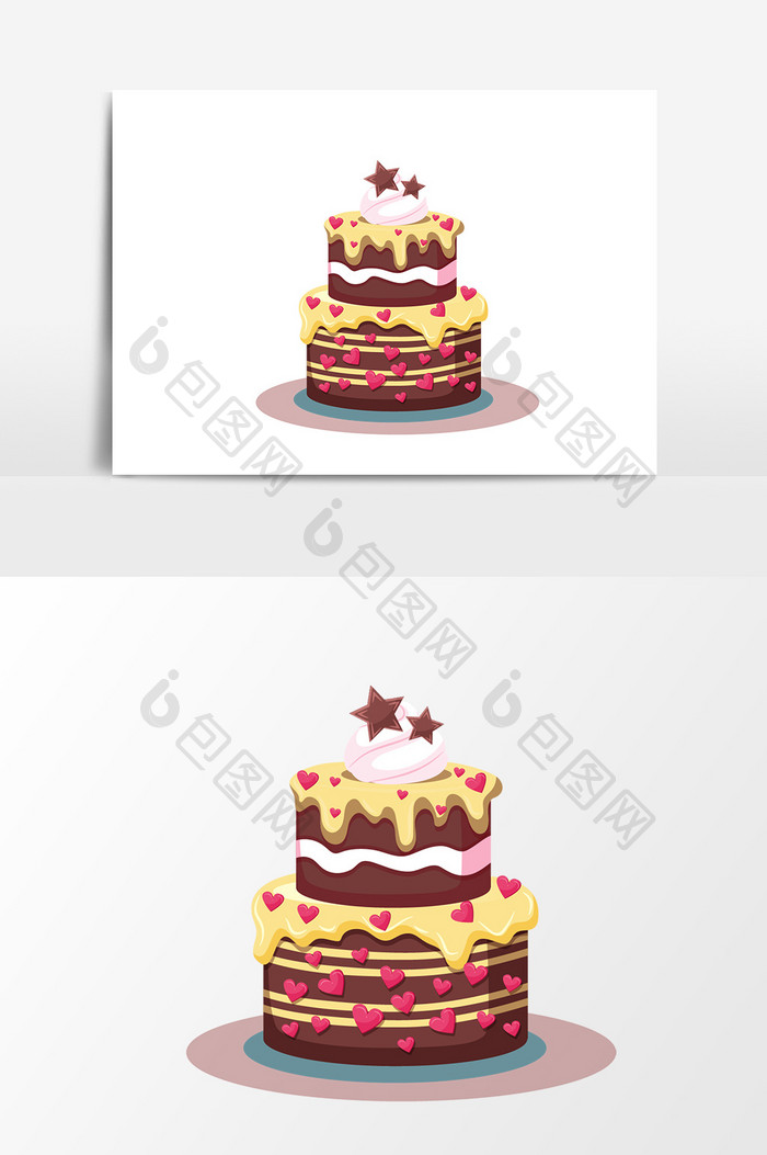 卡通双层蛋糕设计元素