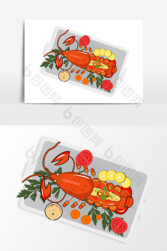 手绘龙虾设计元素图片