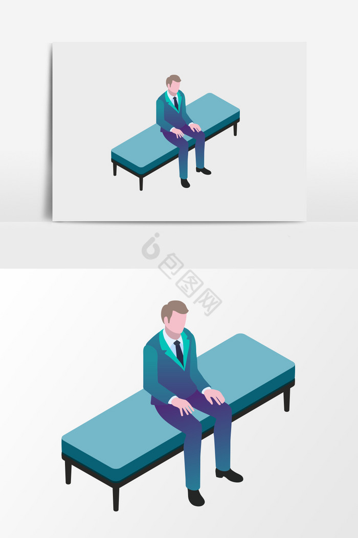 坐在凳子上的男子插画图片