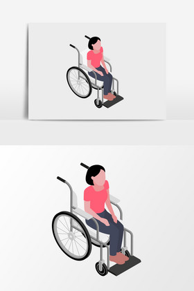 坐轮椅的女人插画