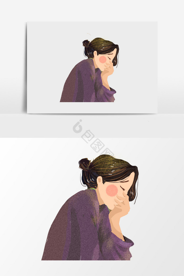 哭泣的女人插画图片