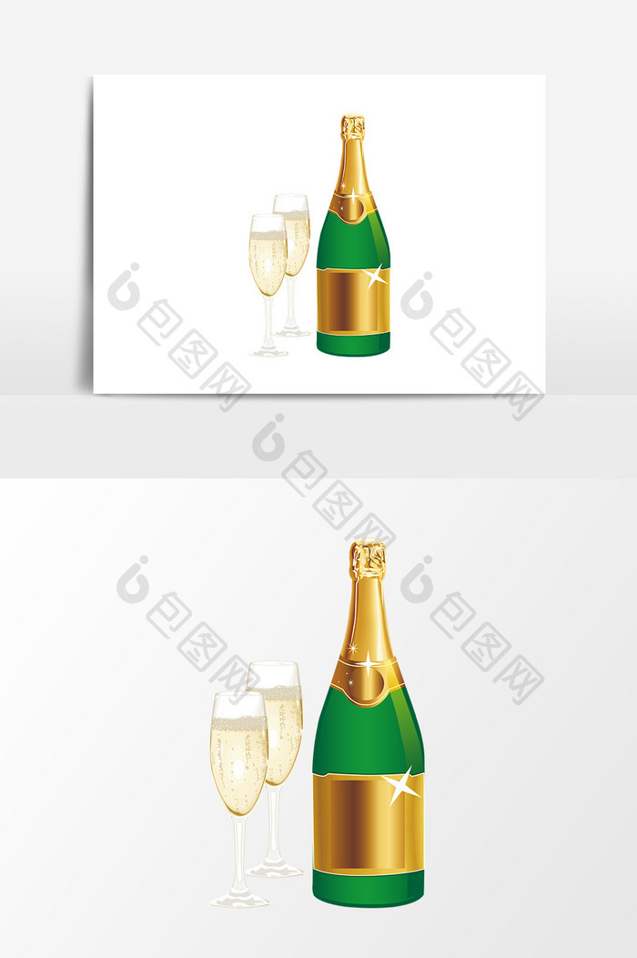 手绘卡通香槟设计元素