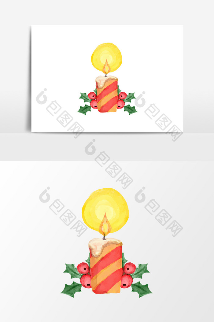 卡通圣诞节蜡烛燃烧设计元素